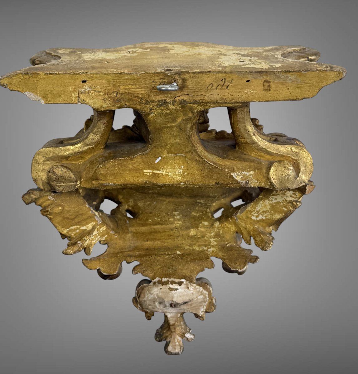 XVIIIth Century Regence Applique Console In Gilded Sculptted Wood-photo-1