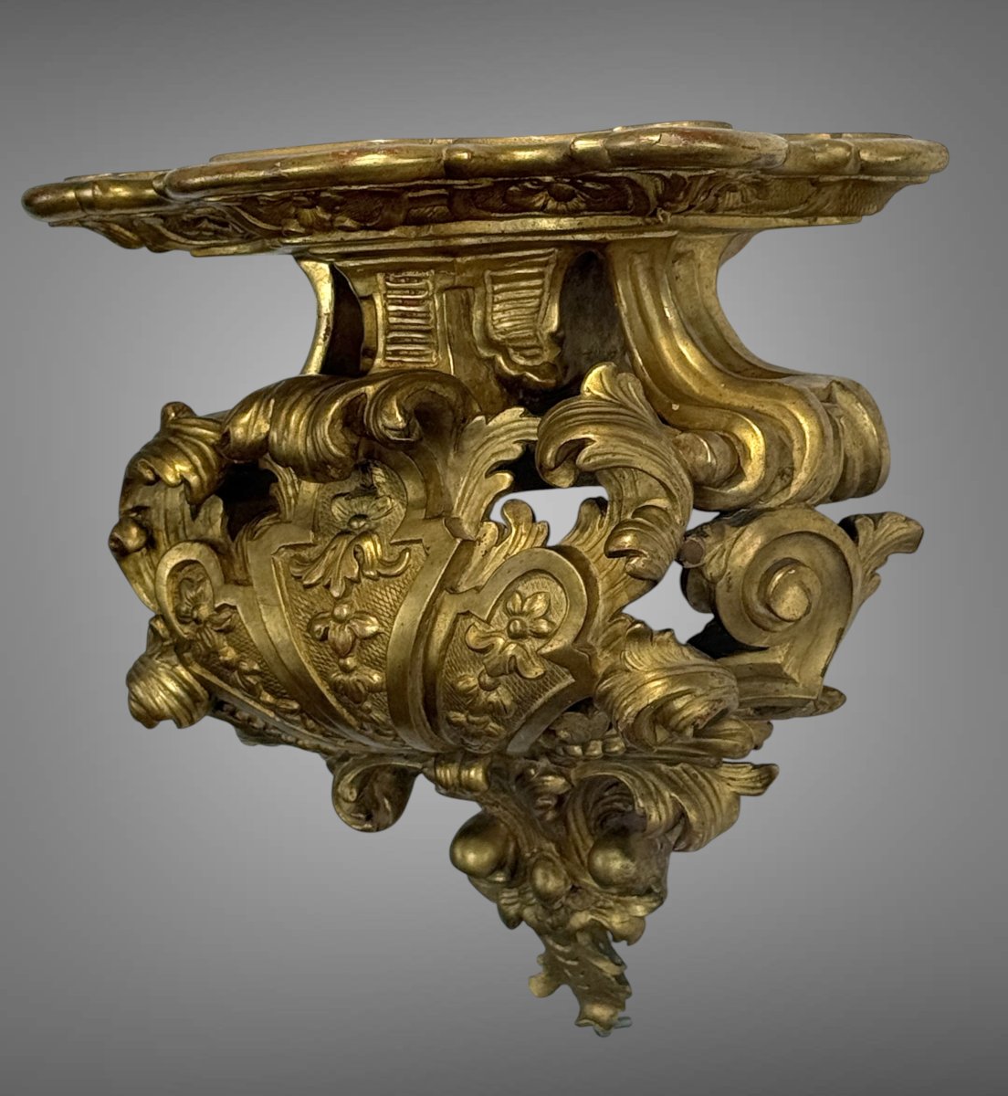 XVIIIth Century Regence Applique Console In Gilded Sculptted Wood-photo-5