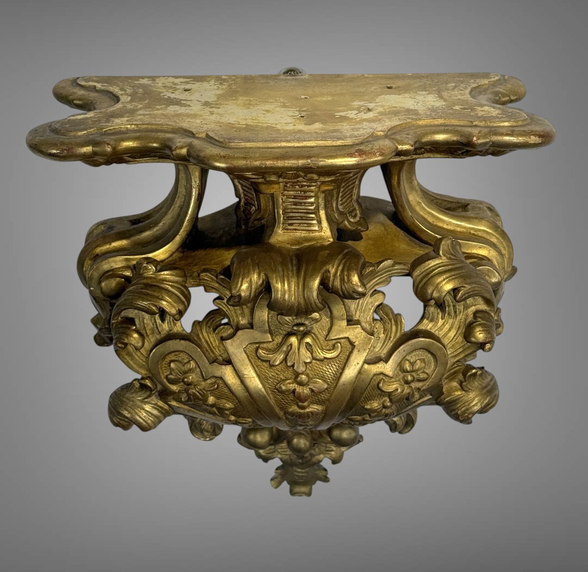 XVIIIth Century Regence Applique Console In Gilded Sculptted Wood-photo-6