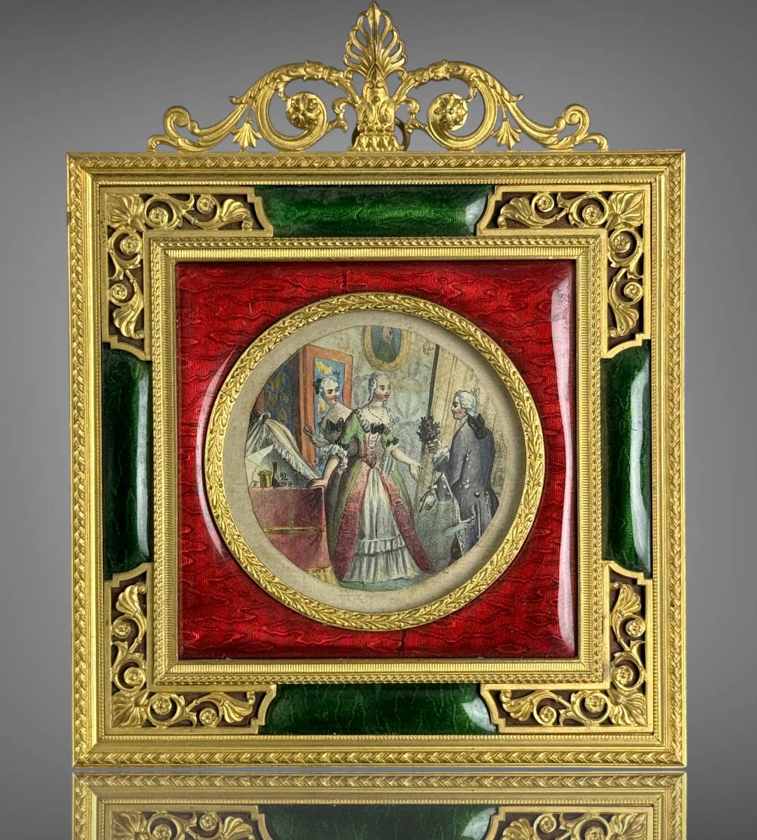 Napoleon III Gilt Bronze And Polychrome Enamel Frame, Circa 1870 In The L XVI Style-photo-4