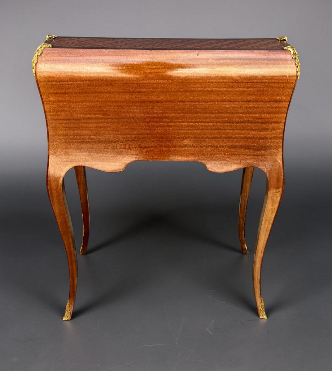 Antique Louis XV-style Donkey-back Desk In Marquetry And Gilded Bronze-photo-4