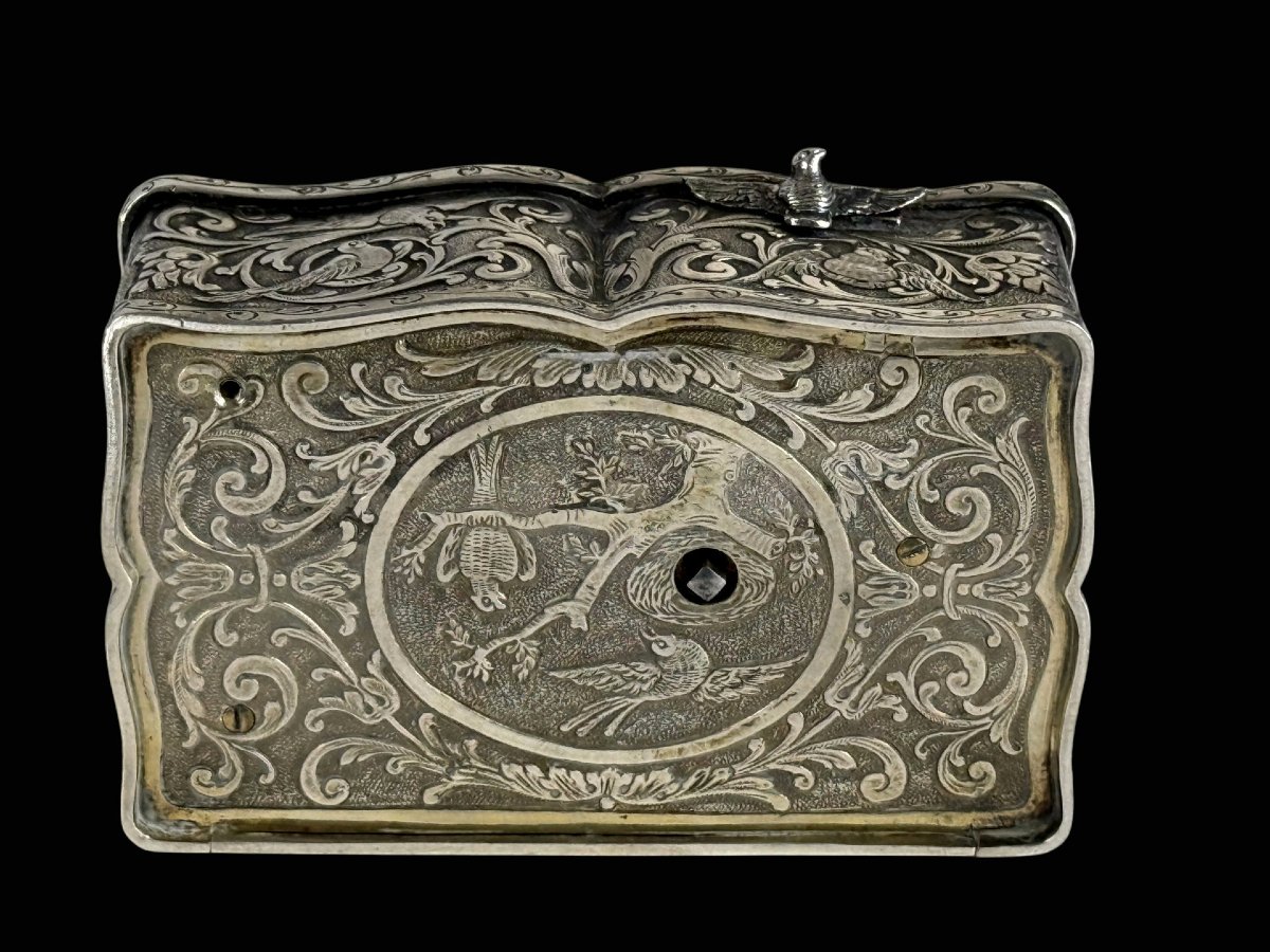 Music Box With A Whistling Bird, Made Of Solid Silver-photo-2