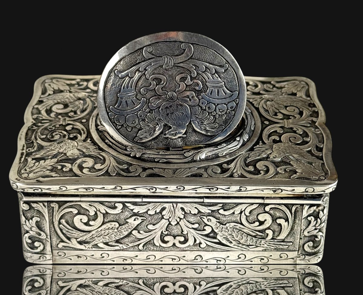Music Box With A Whistling Bird, Made Of Solid Silver-photo-3