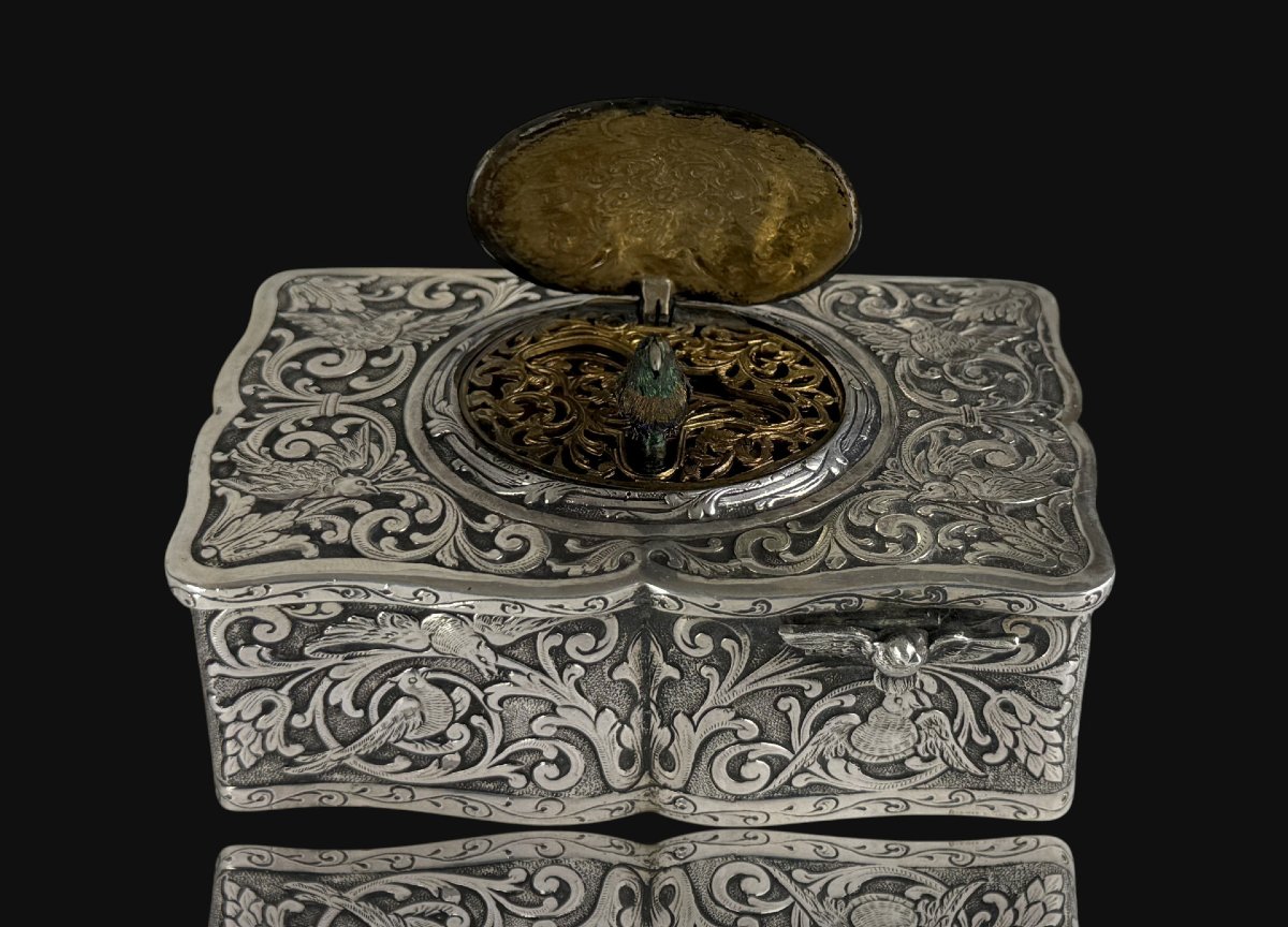 Music Box With A Whistling Bird, Made Of Solid Silver-photo-7