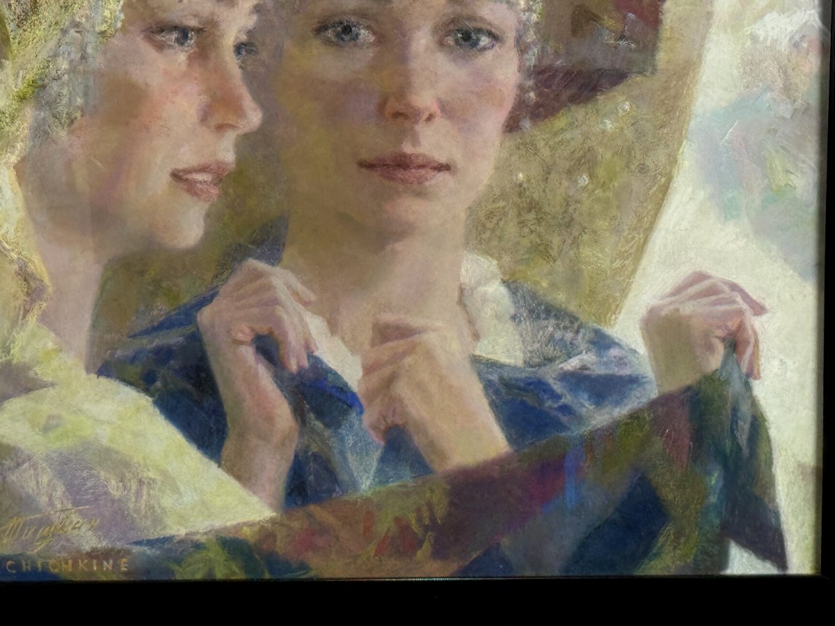 Russian Painting / Pastel On Paper By Georgi Chichkin, 1948, -photo-3