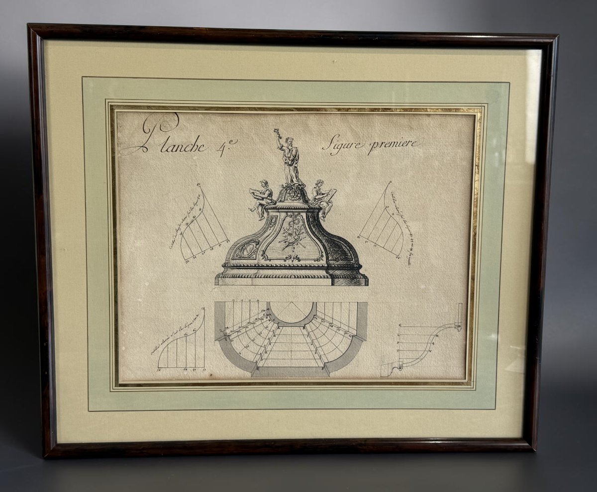 PAIRE DE DESSINS D ARCHITECTURE A L ENCRE SUR PAPIER – ECOLE FRANÇAISE DU XVIIIe-photo-4