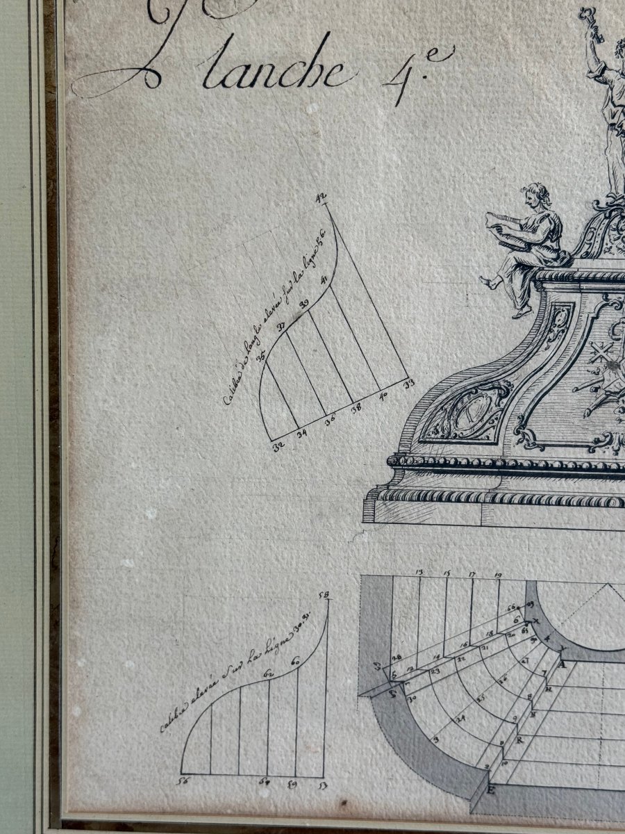 PAIRE DE DESSINS D ARCHITECTURE A L ENCRE SUR PAPIER – ECOLE FRANÇAISE DU XVIIIe-photo-3
