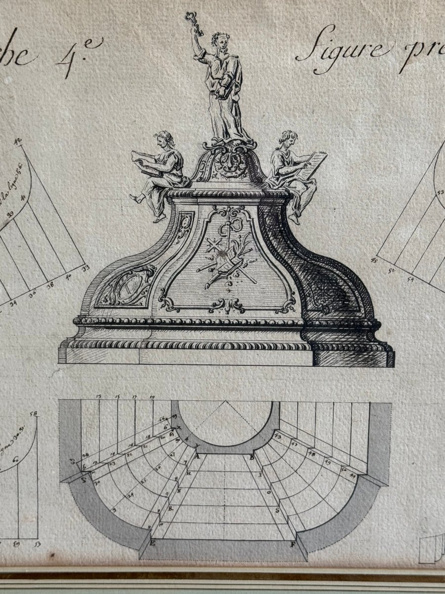 PAIRE DE DESSINS D ARCHITECTURE A L ENCRE SUR PAPIER – ECOLE FRANÇAISE DU XVIIIe-photo-4