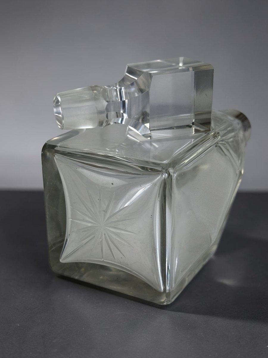 CARAFE ART DECO EN CRISTAL FACETTÉ AVEC MONTURE EN ARGENT , VERS 1930-photo-4