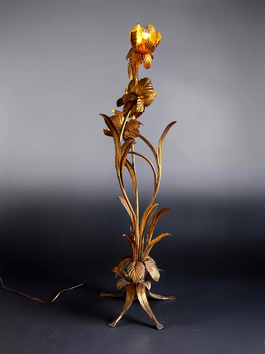 Hans Kögl / Large Three-light Flotale Lamp In Gold-plated Metal From The 1970s-photo-4