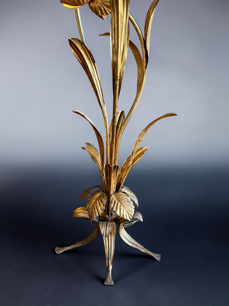 Hans Kögl / Large Three-light Flotale Lamp In Gold-plated Metal From The 1970s-photo-4