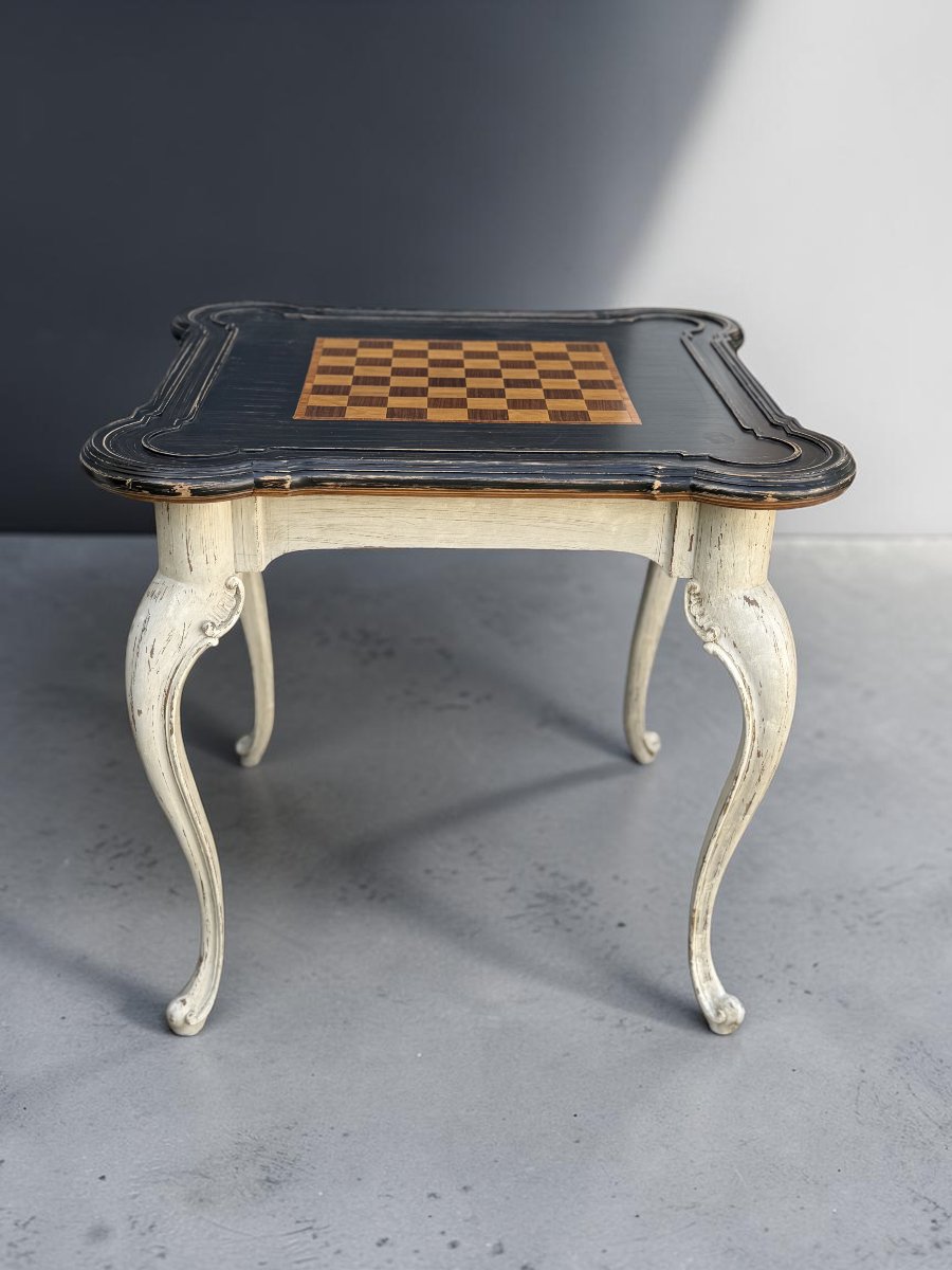 Distinguished Wooden Gaming Table With A Reversible Louis XV-style Top-photo-3