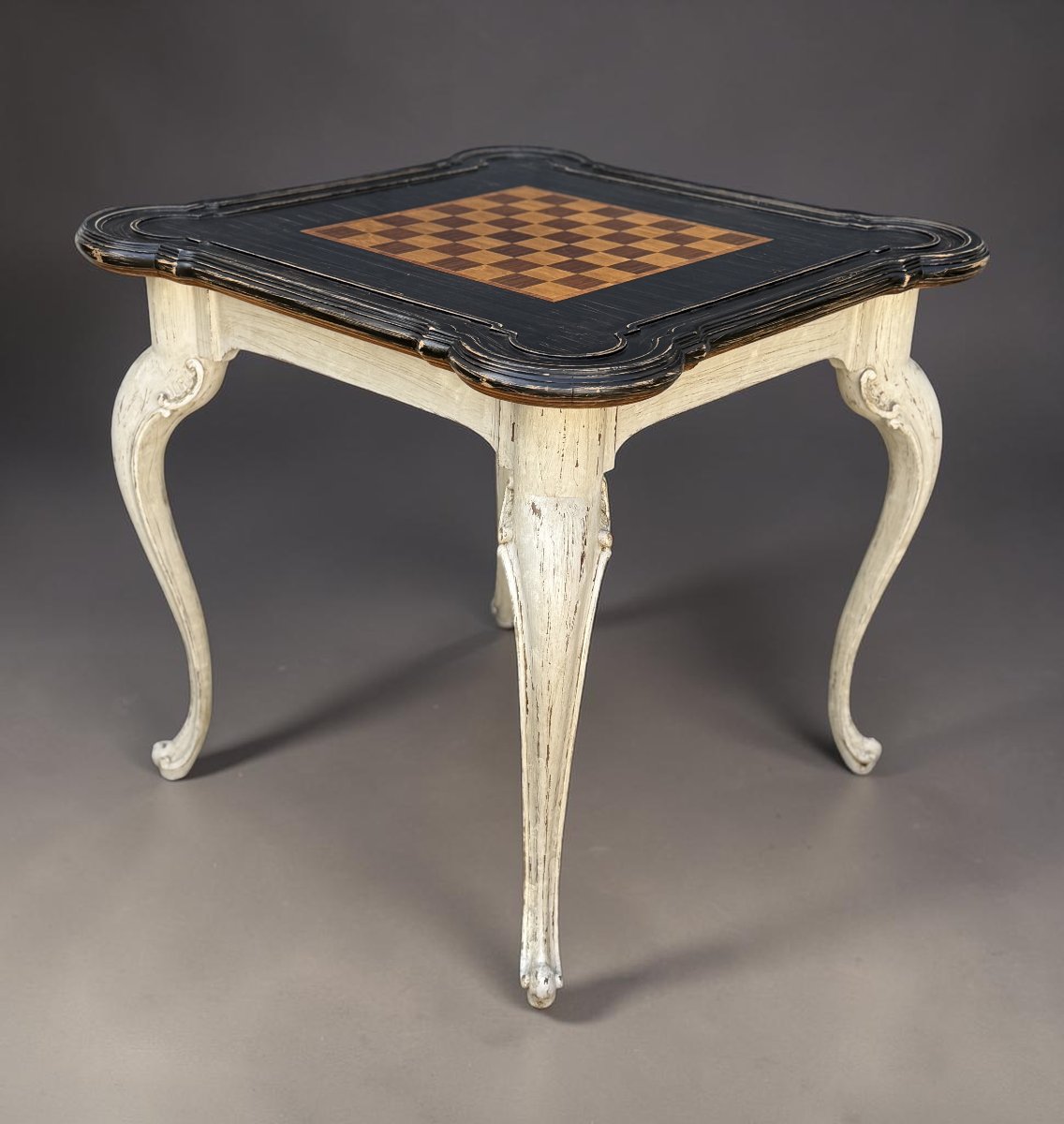 Distinguished Wooden Gaming Table With A Reversible Louis XV-style Top