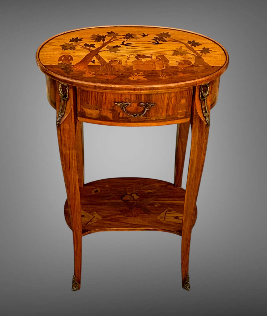 Louis XV-style Marquetry Coffee Table With Decorative Sides On All Sides