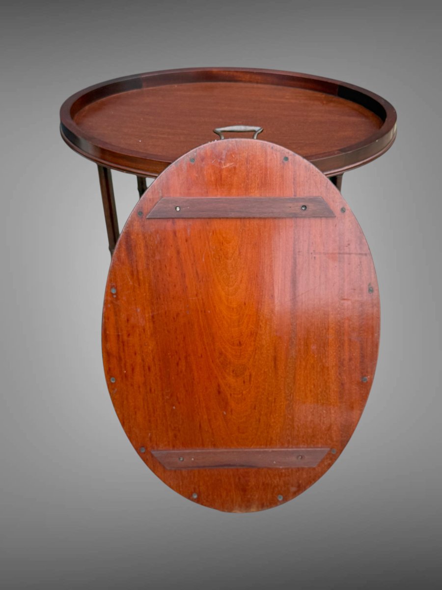 PETITE TABLE A THÉ OU TABLE DE SALON EN ACAJOU MARQUETÉ / DES ANNÉES 1900 / 1930-photo-6