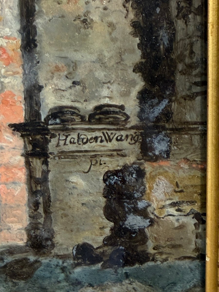 Painting / Late 18th-century French School, Mounted Under Glass, Signed -photo-3