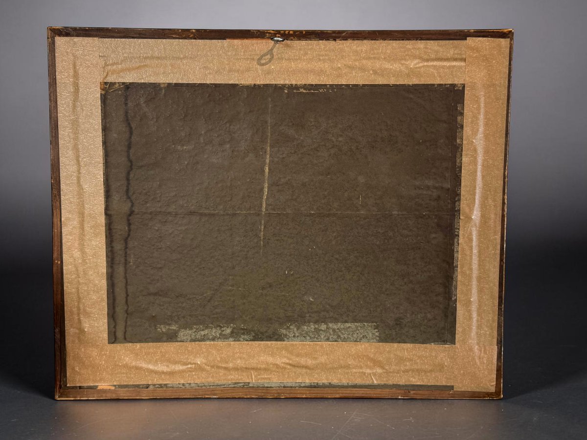 Painting / Late 18th-century French School, Mounted Under Glass, Signed -photo-4