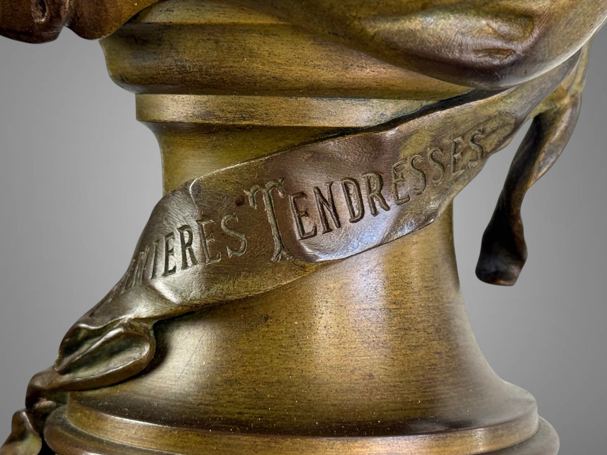 19th-century Bronze With A Bronze-colored Patina On A Red Marble Base By Louis émile Cana-photo-2