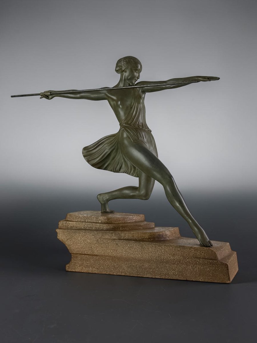 SCULPTURE ART DECO " ANTIOPE " SIGNÉE FAYRAL pour PIERRE LE FARGUAY-photo-3