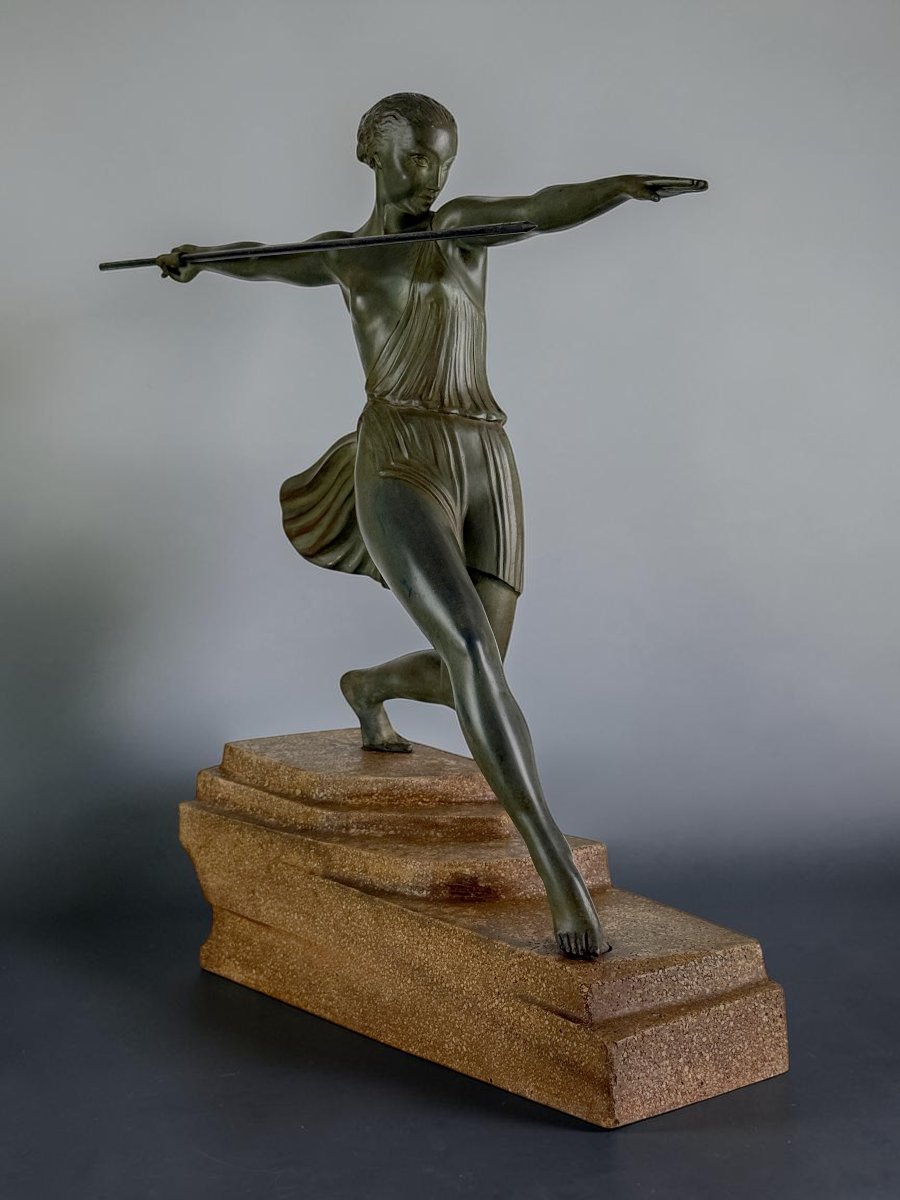 SCULPTURE ART DECO " ANTIOPE " SIGNÉE FAYRAL pour PIERRE LE FARGUAY-photo-5