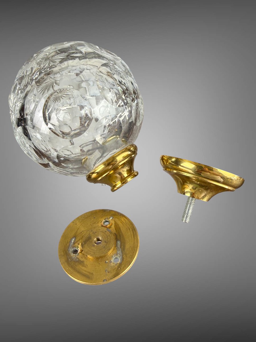 Crystal Stair Or Handrail Ball On A Brass Base-photo-4