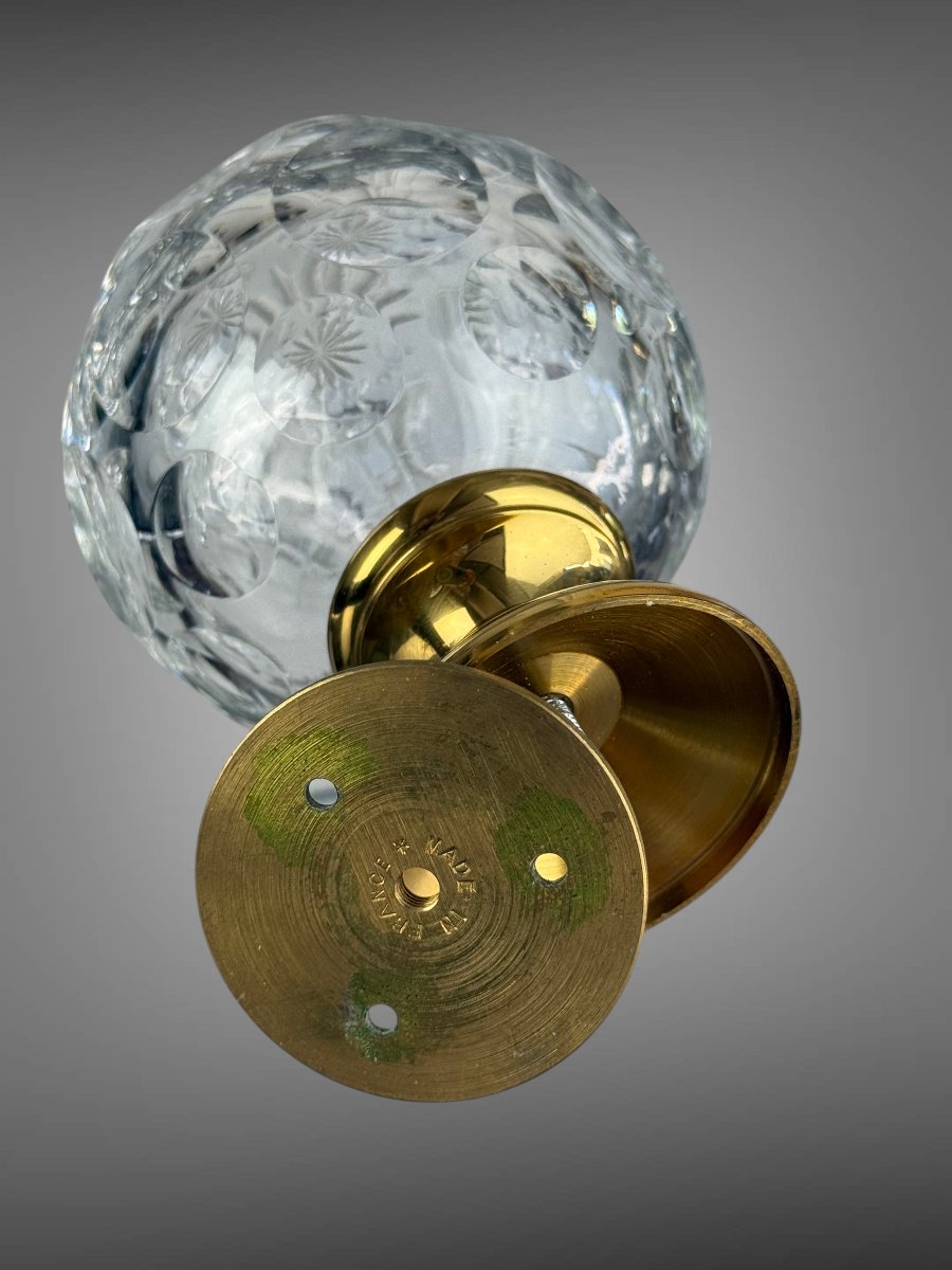 Crystal Stair Or Handrail Ball On A Brass Base-photo-1
