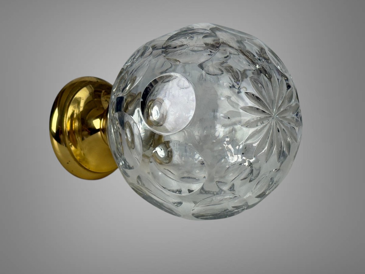 Crystal Stair Or Handrail Ball On A Brass Base-photo-4