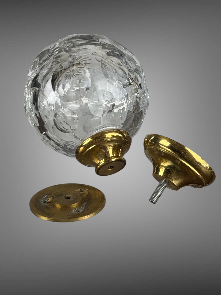 Crystal Stair Or Handrail Ball On A Brass Base-photo-5