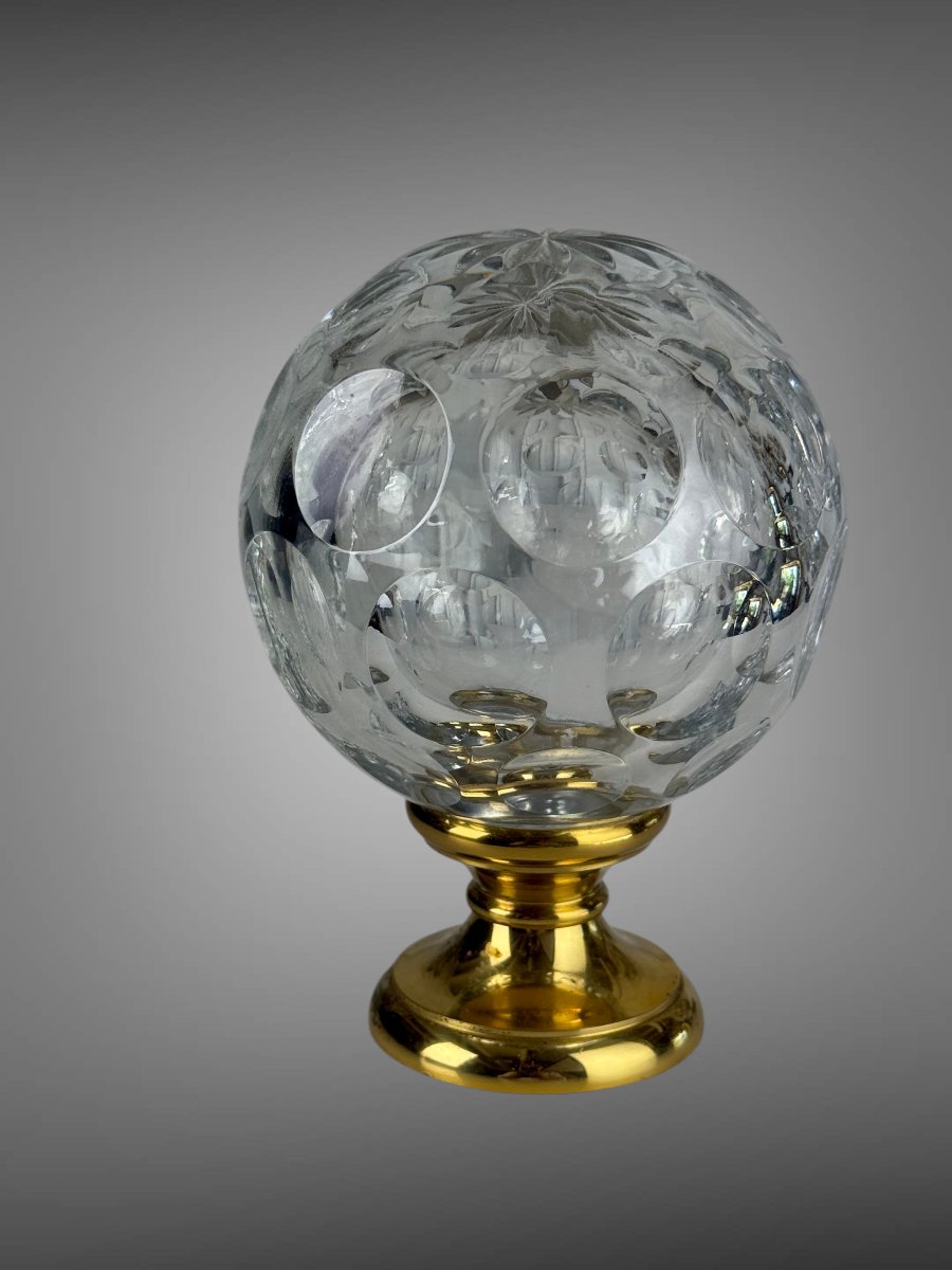 Crystal Stair Or Handrail Ball On A Brass Base-photo-6