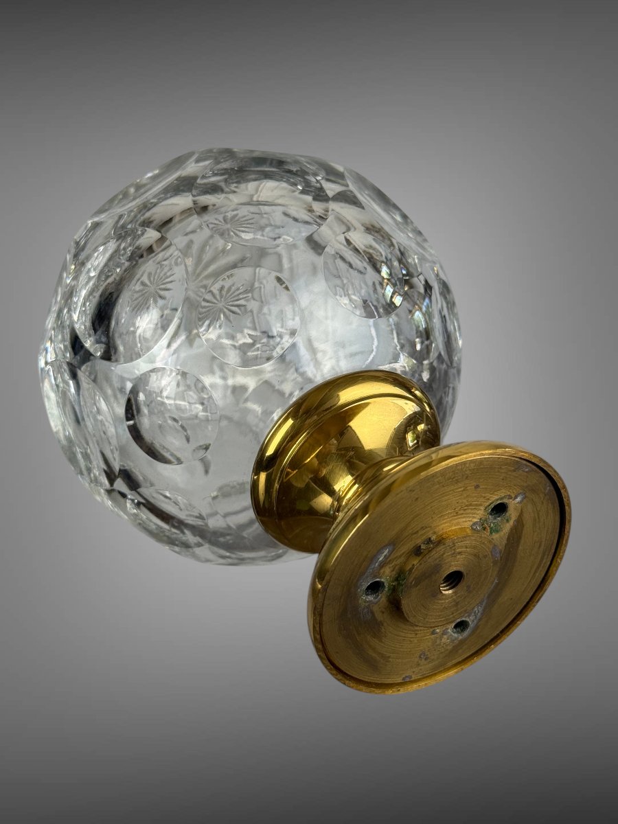Crystal Stair Or Handrail Ball On A Brass Base-photo-7