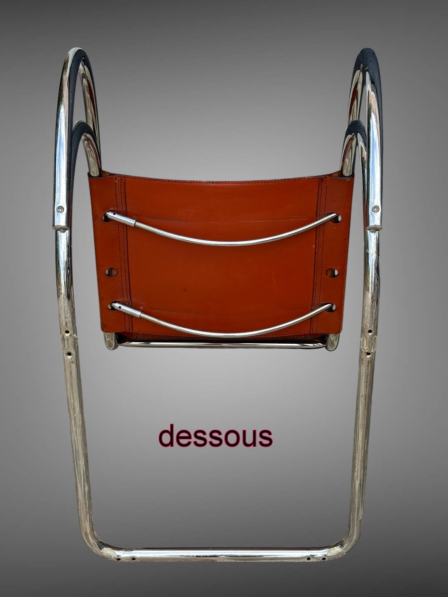 PAIRE DE FAUTEUILS CUIR ET CHROME MR20 DES ANNÉES 70 MODELE DE MIES VAN DER ROHE-photo-6