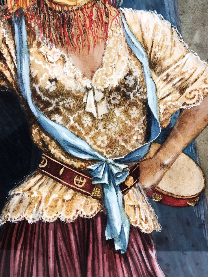 AQUARELLE /GOUACHE SUR PAPIER ET SOUS VERRE DE SAINT MARC LEVIER " LA DANSSEUSE"-photo-1