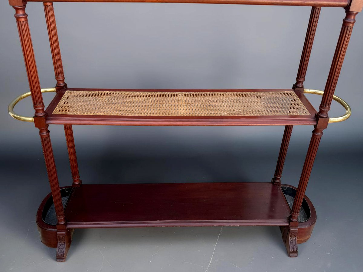 JETTE HABIT EN ACAJOU DU XIXe AVEC PLATEAU CANNÉ ET GARNITURE EN LAITON-photo-5