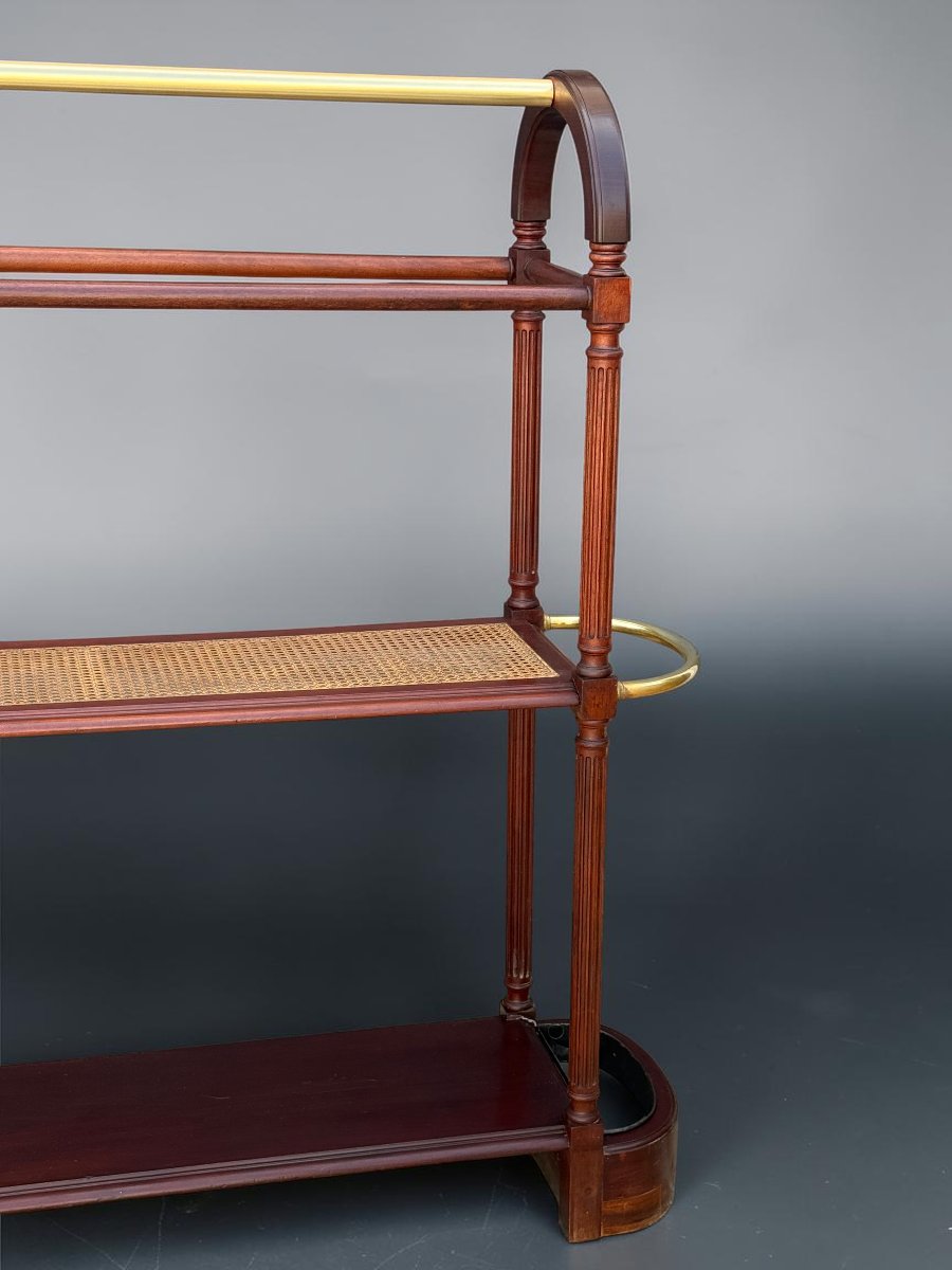 JETTE HABIT EN ACAJOU DU XIXe AVEC PLATEAU CANNÉ ET GARNITURE EN LAITON-photo-8