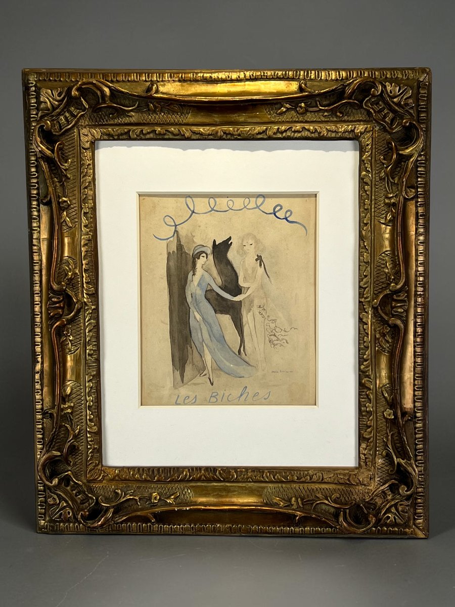 Painting / Marie Laurencin (1883–1956) – Watercolor Under Glass, "the Deer"-photo-2