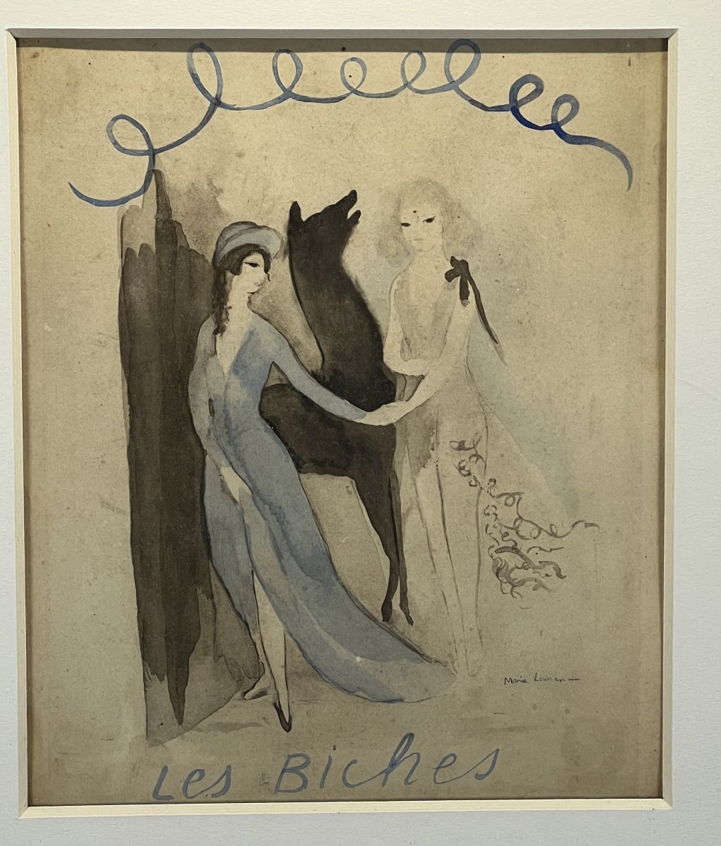 Painting / Marie Laurencin (1883–1956) – Watercolor Under Glass, "the Deer"-photo-3