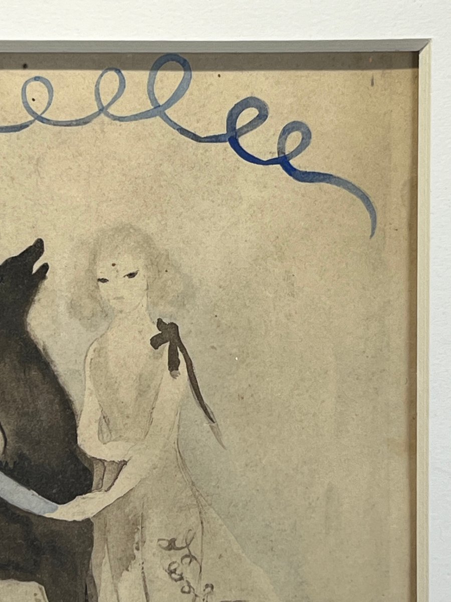Painting / Marie Laurencin (1883–1956) – Watercolor Under Glass, "the Deer"-photo-1