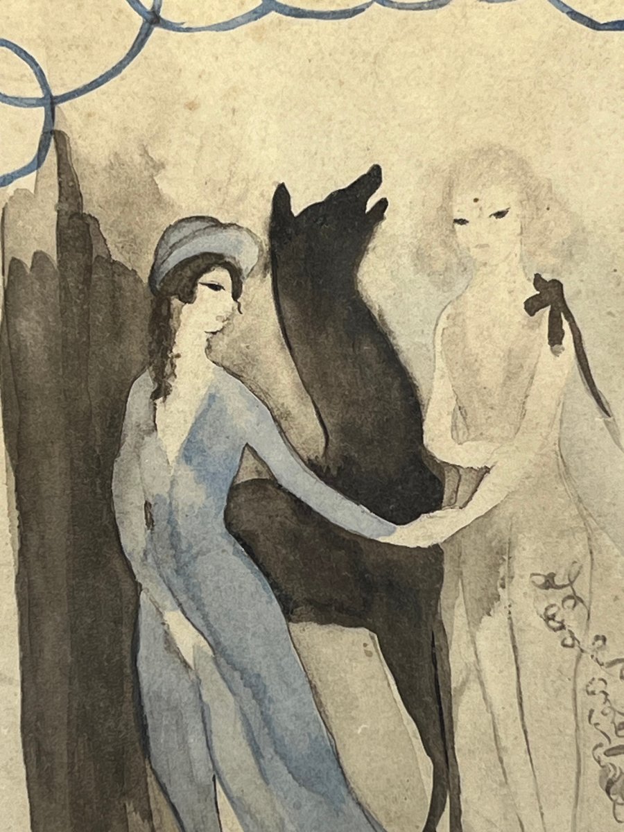Painting / Marie Laurencin (1883–1956) – Watercolor Under Glass, "the Deer"-photo-2