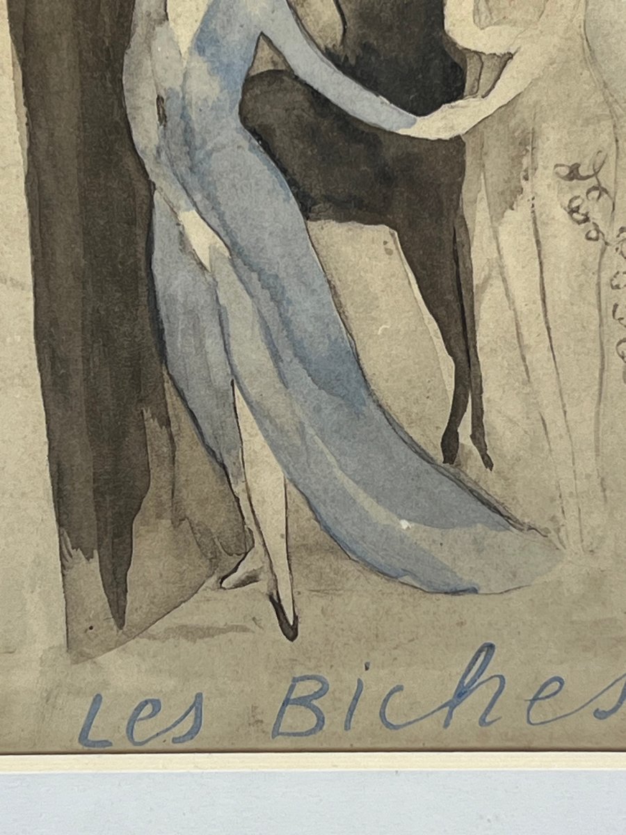 Painting / Marie Laurencin (1883–1956) – Watercolor Under Glass, "the Deer"-photo-4