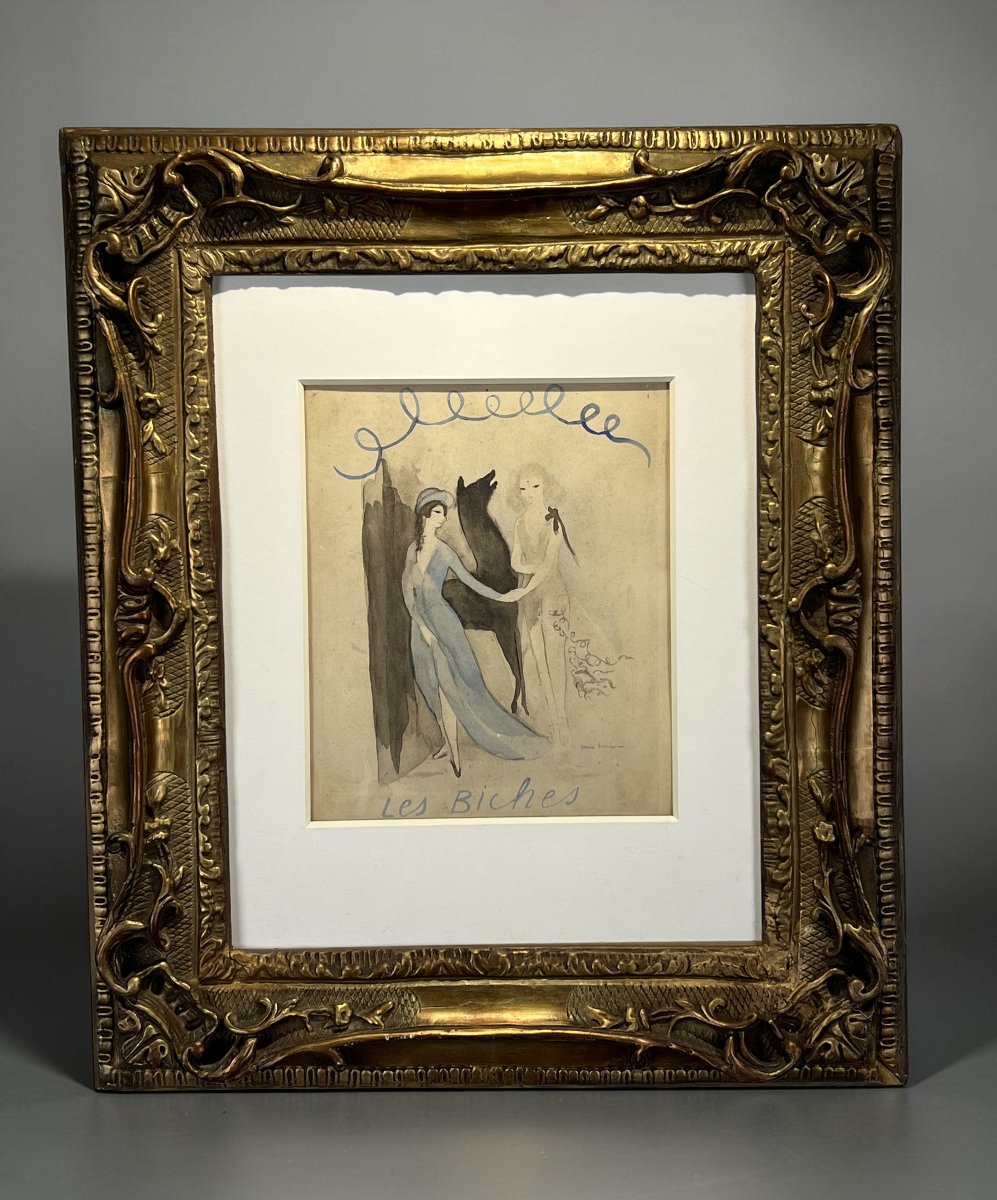 Painting / Marie Laurencin (1883–1956) – Watercolor Under Glass, "the Deer"