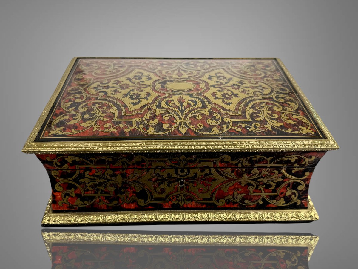 Boulle Marquetry Chest Signed By The Algier Workshop In Paris, Napoleon III Period -photo-4