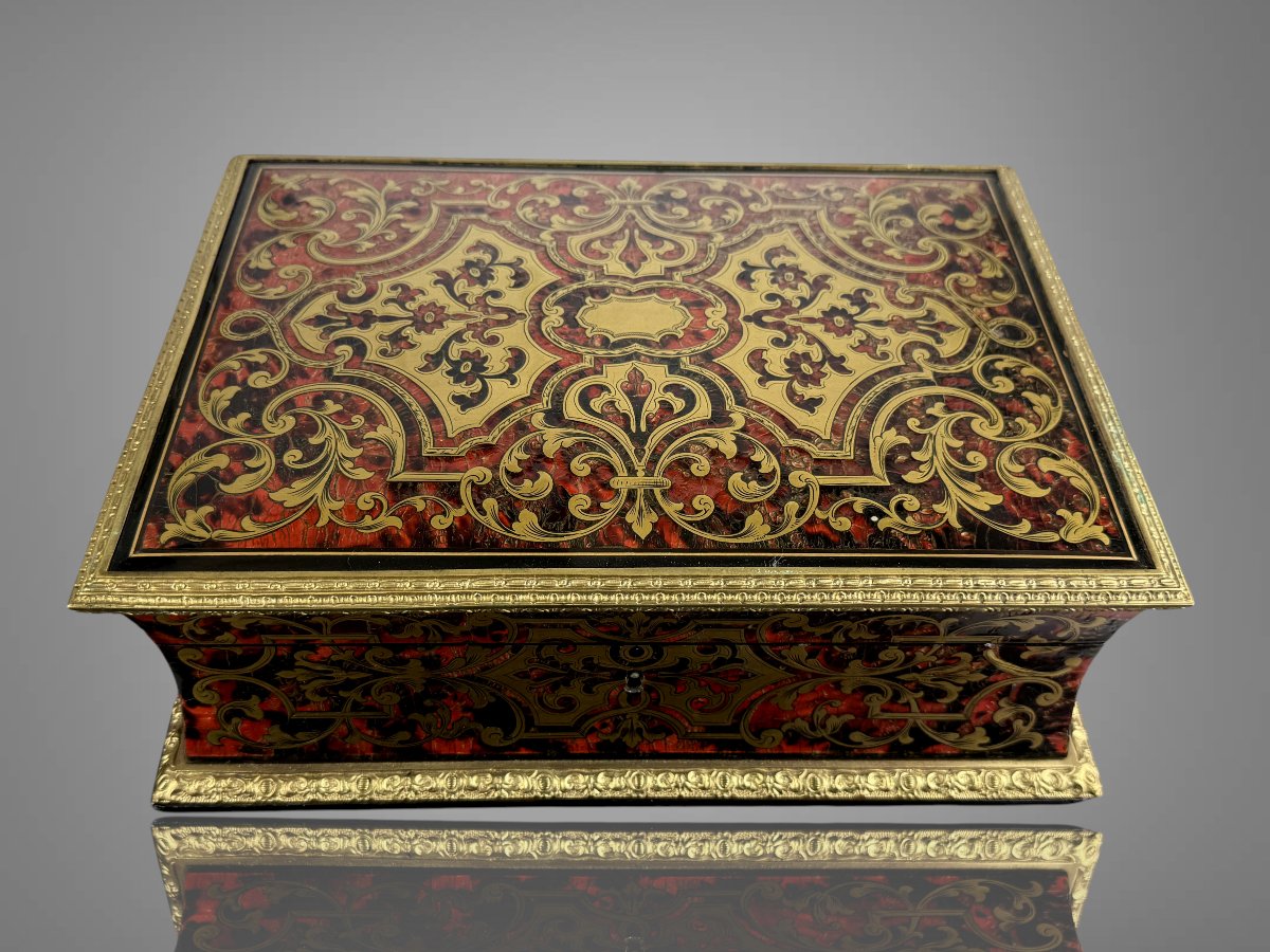Boulle Marquetry Chest Signed By The Algier Workshop In Paris, Napoleon III Period -photo-3