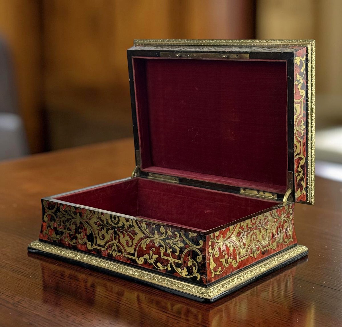Boulle Marquetry Chest Signed By The Algier Workshop In Paris, Napoleon III Period -photo-4