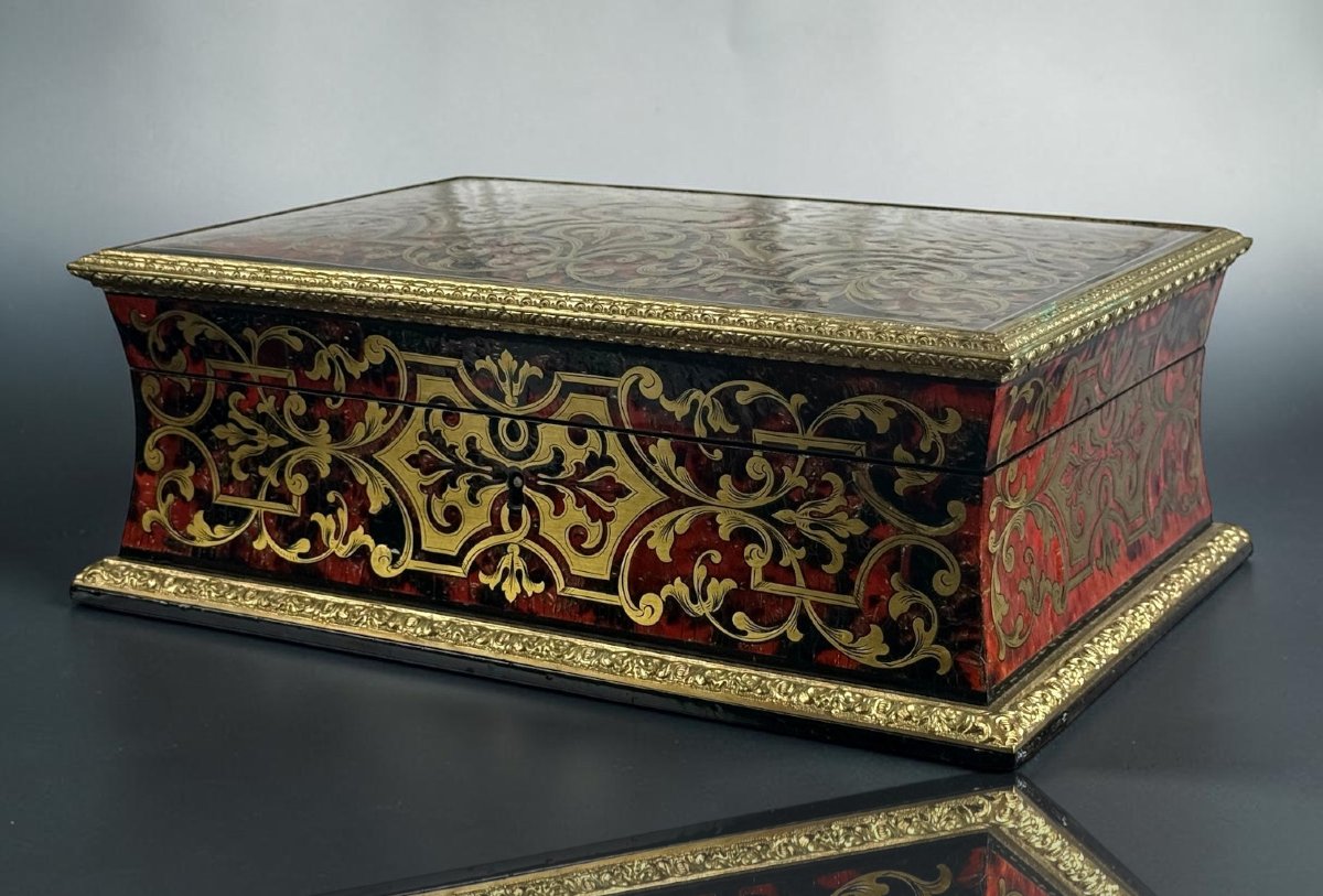 Boulle Marquetry Chest Signed By The Algier Workshop In Paris, Napoleon III Period 