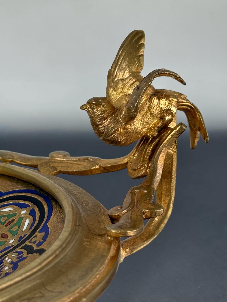 Gilded Bronze Tray With Champlevé Enamels, Signed By Alphonse Giroux, Napoleon III-photo-5