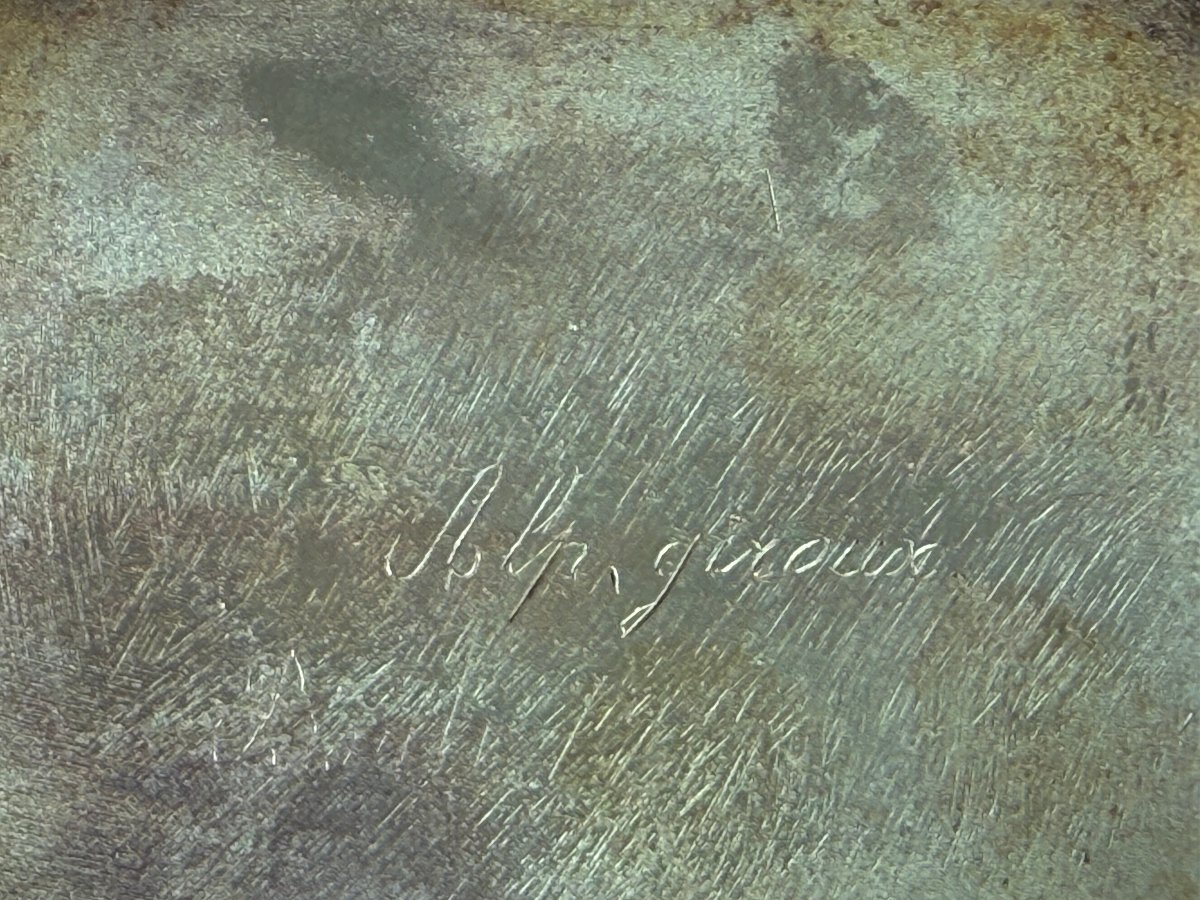 Gilded Bronze Tray With Champlevé Enamels, Signed By Alphonse Giroux, Napoleon III-photo-7