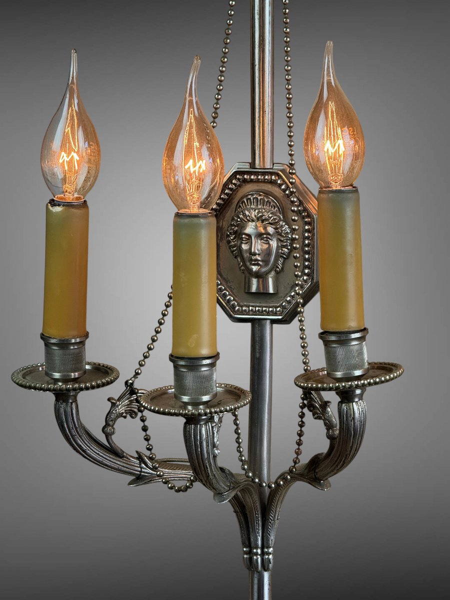 PAIRE D APPLIQUES SIGNÉES " MAISON CHARLES " de 68 CM EN BRONZE ARGENTÉ-photo-3