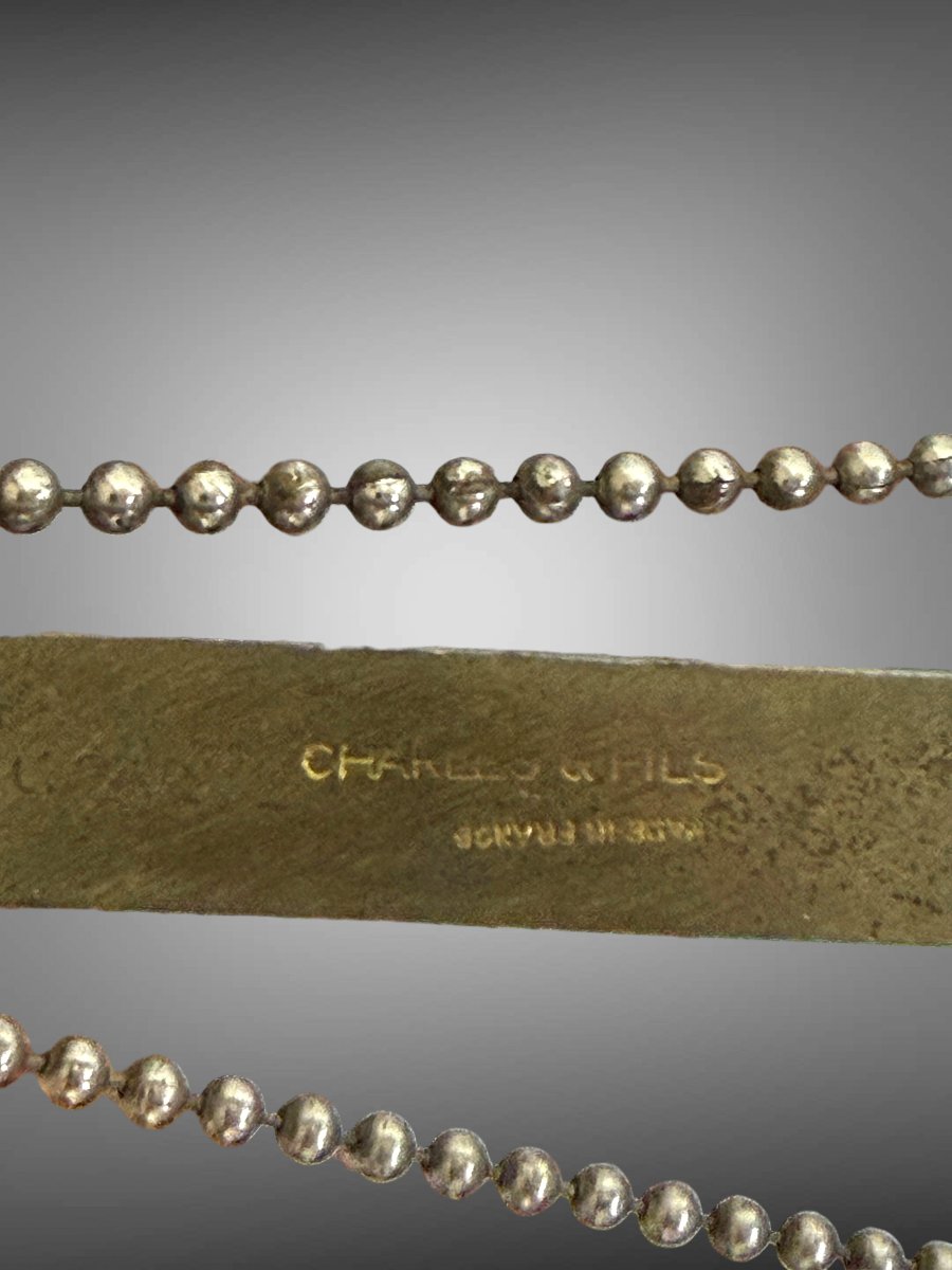 PAIRE D APPLIQUES SIGNÉES " MAISON CHARLES " de 68 CM EN BRONZE ARGENTÉ-photo-2