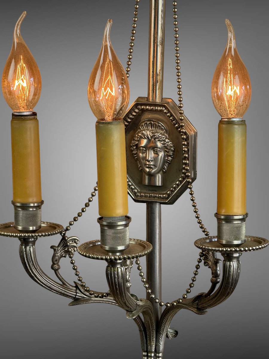 PAIRE D APPLIQUES SIGNÉES " MAISON CHARLES " de 68 CM EN BRONZE ARGENTÉ-photo-5