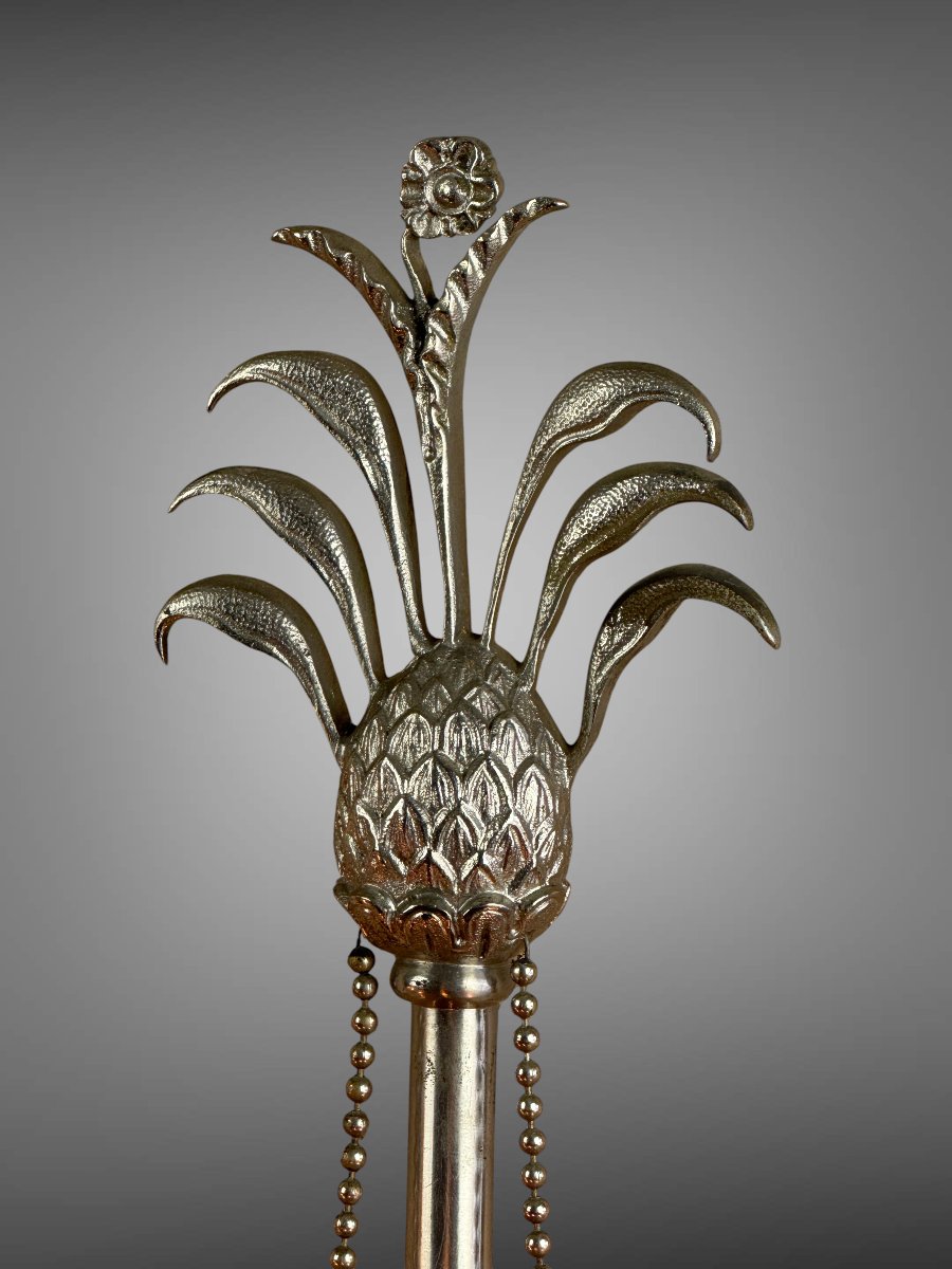 PAIRE D APPLIQUES SIGNÉES " MAISON CHARLES " de 68 CM EN BRONZE ARGENTÉ-photo-8